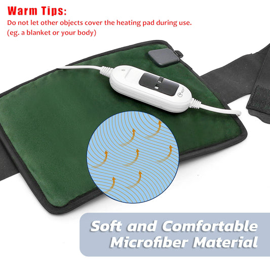 RCSP Orthopaedic Electric Heating Pad for Back Pain Relief, Fast Heating Technology Heating Belt with Temperature Controller for Lower Back, Knee, Shoulder, Cramps, and Neck 30cm X 23cm GREEN