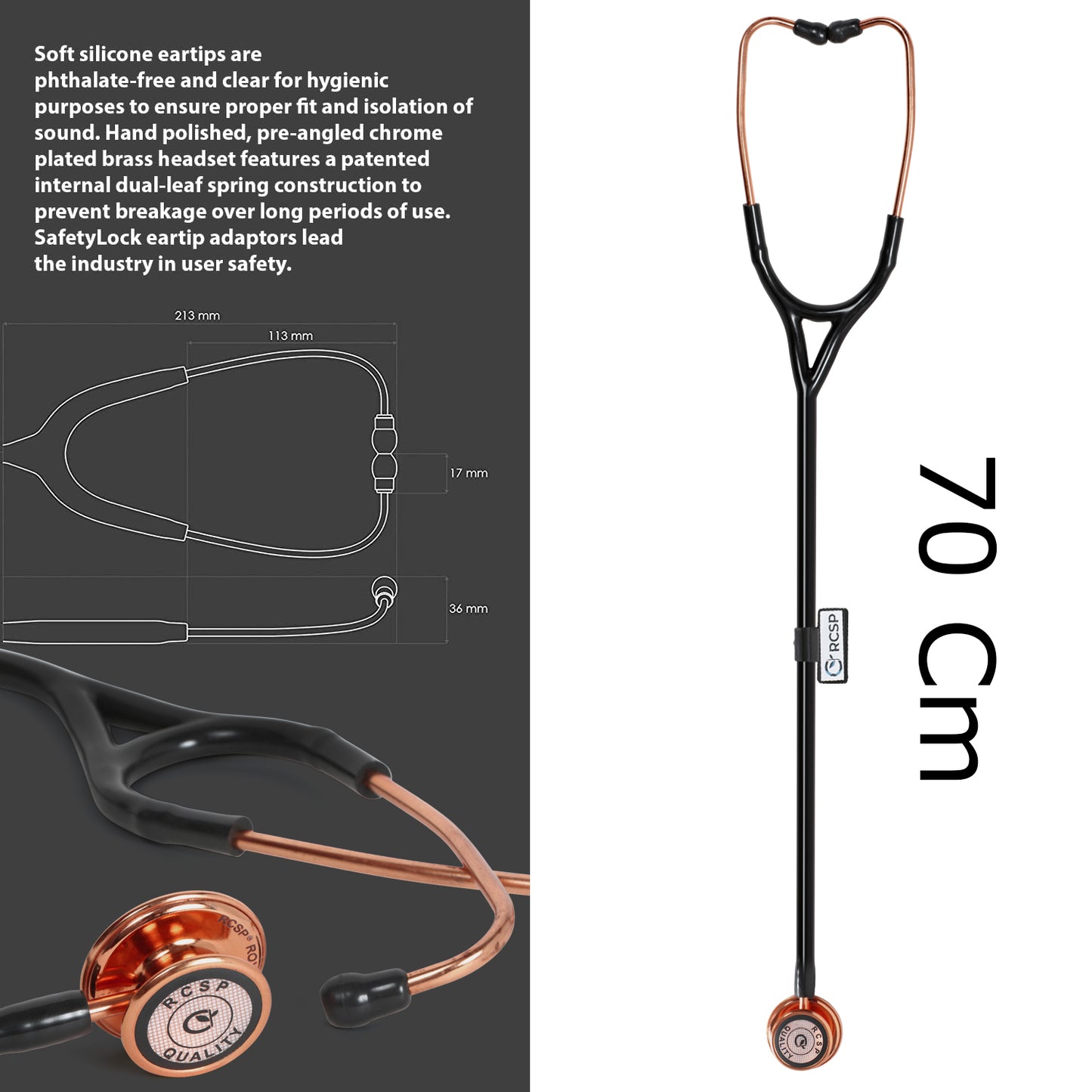 RCSP Stethoscope for Medical Students and Doctors | Micro Plus Acoustic Waterproof Lightweight | Chest Piece with Flexible Latex Free Tube & Soft Sealing Ear Knobs, Purple (ROYAL)
