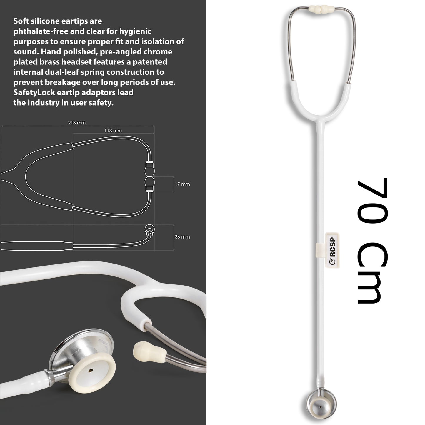 RCSP Stethoscope for Medical Students and Doctors | Micro Plus Acoustic Waterproof Lightweight | Chest Piece with Flexible Latex Free Tube & Soft Sealing Ear Knobs, Purple