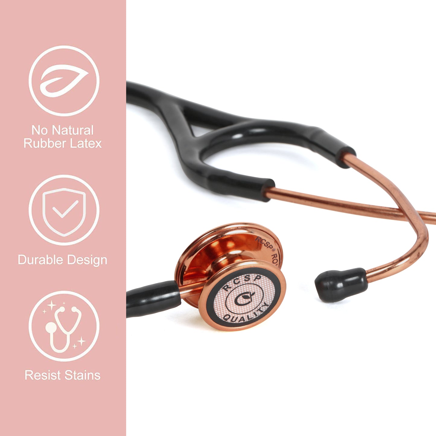 RCSP Stethoscope for Medical Students and Doctors | Micro Plus Acoustic Waterproof Lightweight | Chest Piece with Flexible Latex Free Tube & Soft Sealing Ear Knobs, Purple (ROYAL)