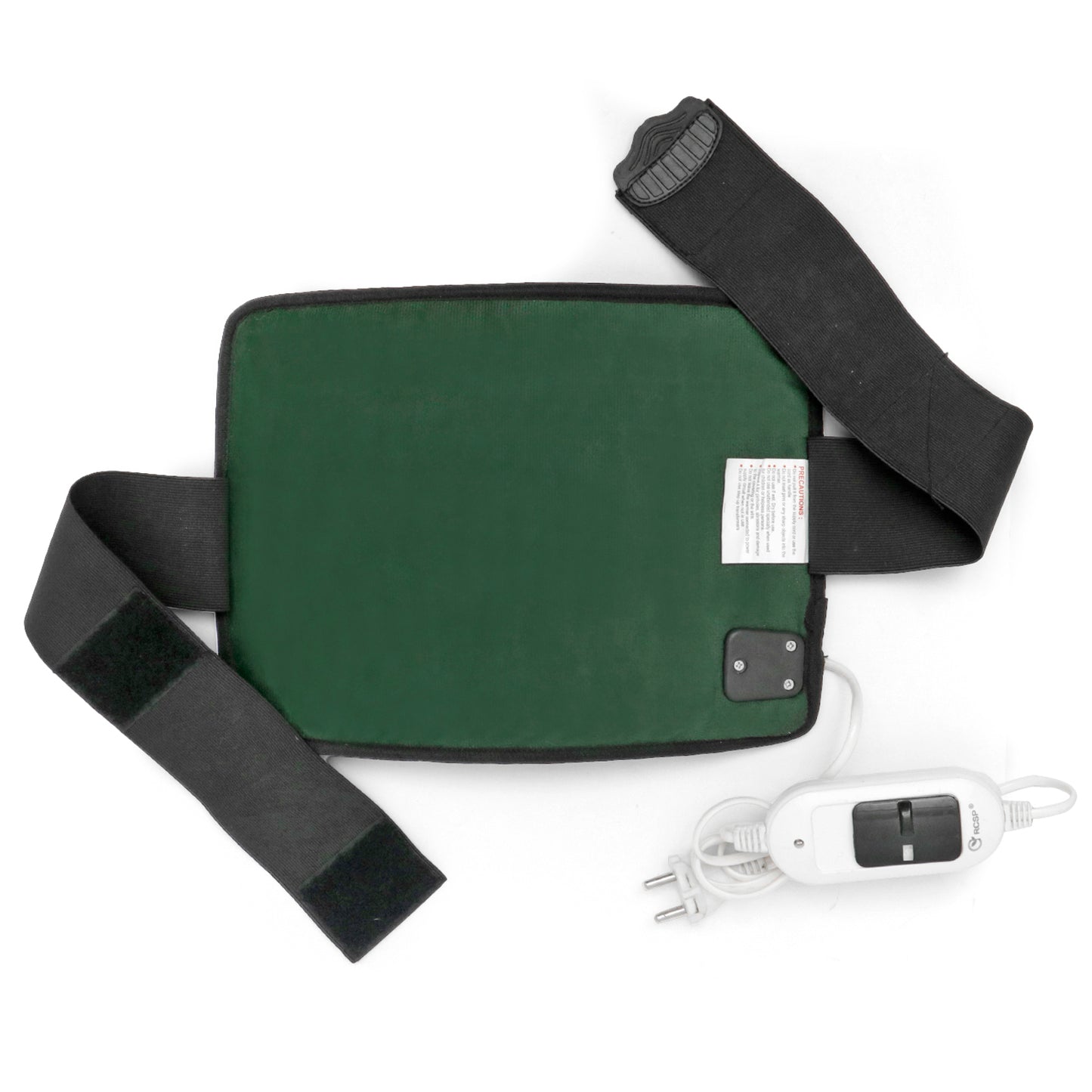 RCSP Orthopaedic Electric Heating Pad for Back Pain Relief, Fast Heating Technology Heating Belt with Temperature Controller for Lower Back, Knee, Shoulder, Cramps, and Neck 30cm X 23cm GREEN