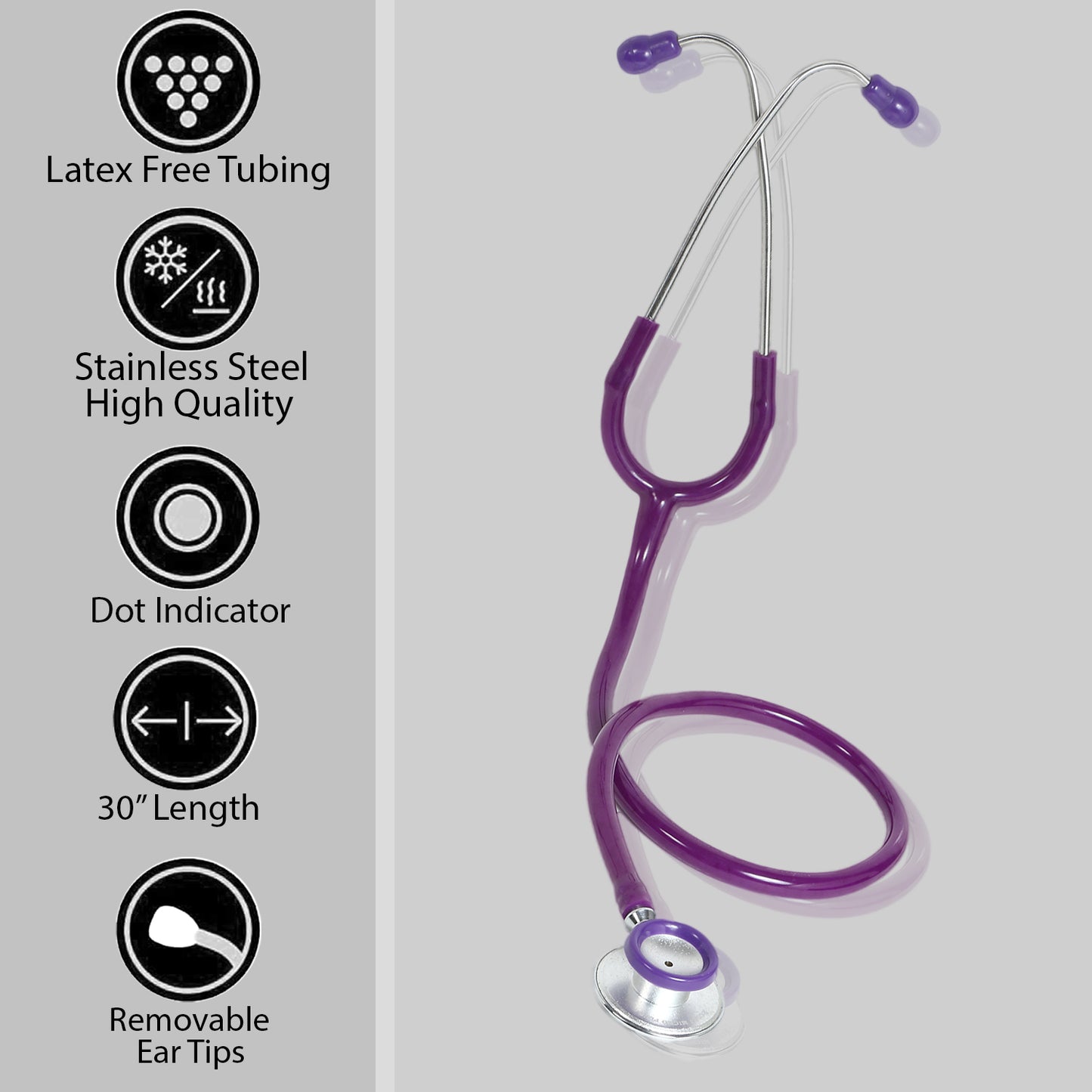 RCSP Stethoscope for Medical Students and Doctors | Micro Plus Acoustic Waterproof Lightweight | Chest Piece with Flexible Latex Free Tube & Soft Sealing Ear Knobs, Purple