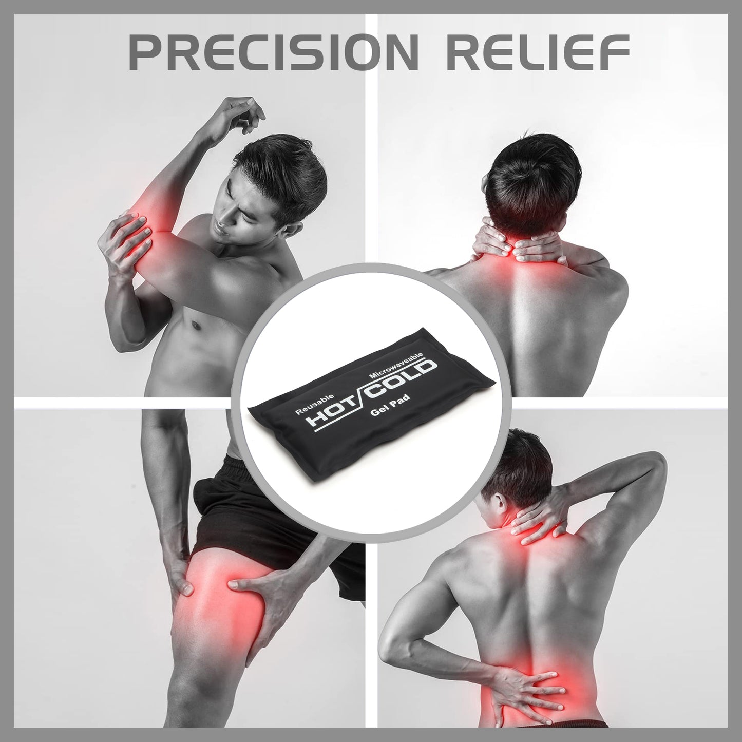 RCSP Reusable Hot/Cold Gel Pad, Microwaveable Ice Pack for Pain Relief, Black (Black, 275ML)