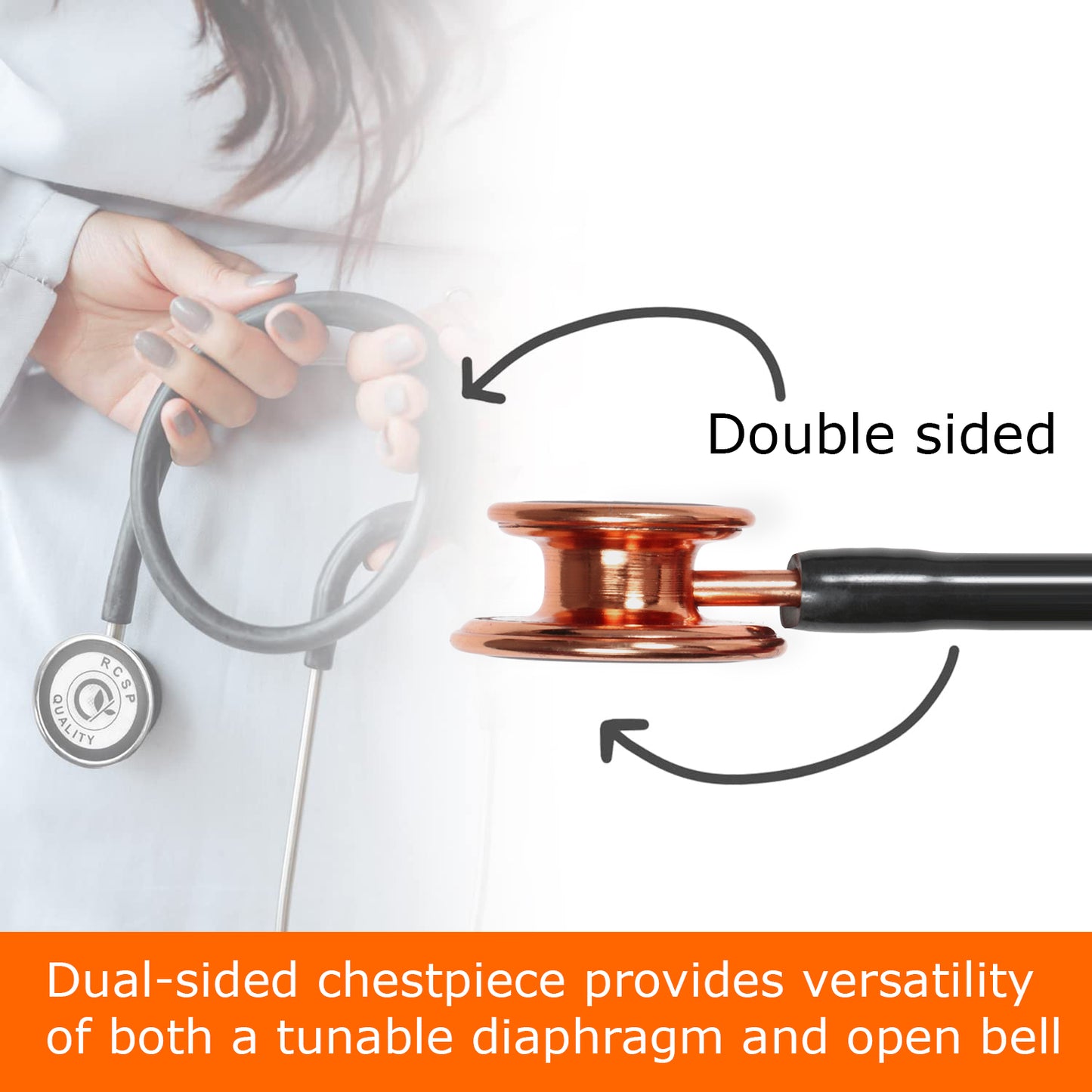 RCSP Stethoscope for Medical Students and Doctors | Micro Plus Acoustic Waterproof Lightweight | Chest Piece with Flexible Latex Free Tube & Soft Sealing Ear Knobs, Purple (ROYAL)