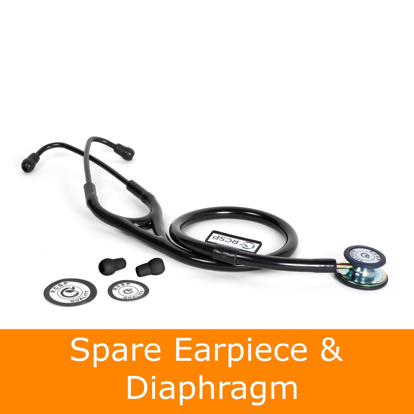 RCSP Stethoscope Cardiology Tube | For Professional Doctors, Nurses & Medical students | Royal Black III SS Stainless Steel Diaphragm Acoustic Stethoscope (ROYAL RAINBOW BLACK)