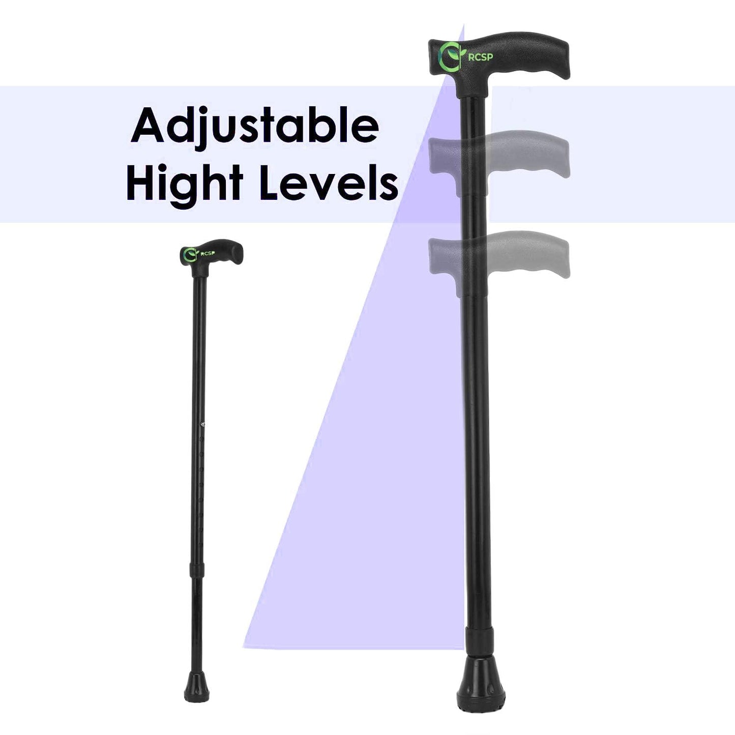 RCSP Walking Stick for Men and Women One Leg Crutches Old People Portable Comfortable Walking Stick Black