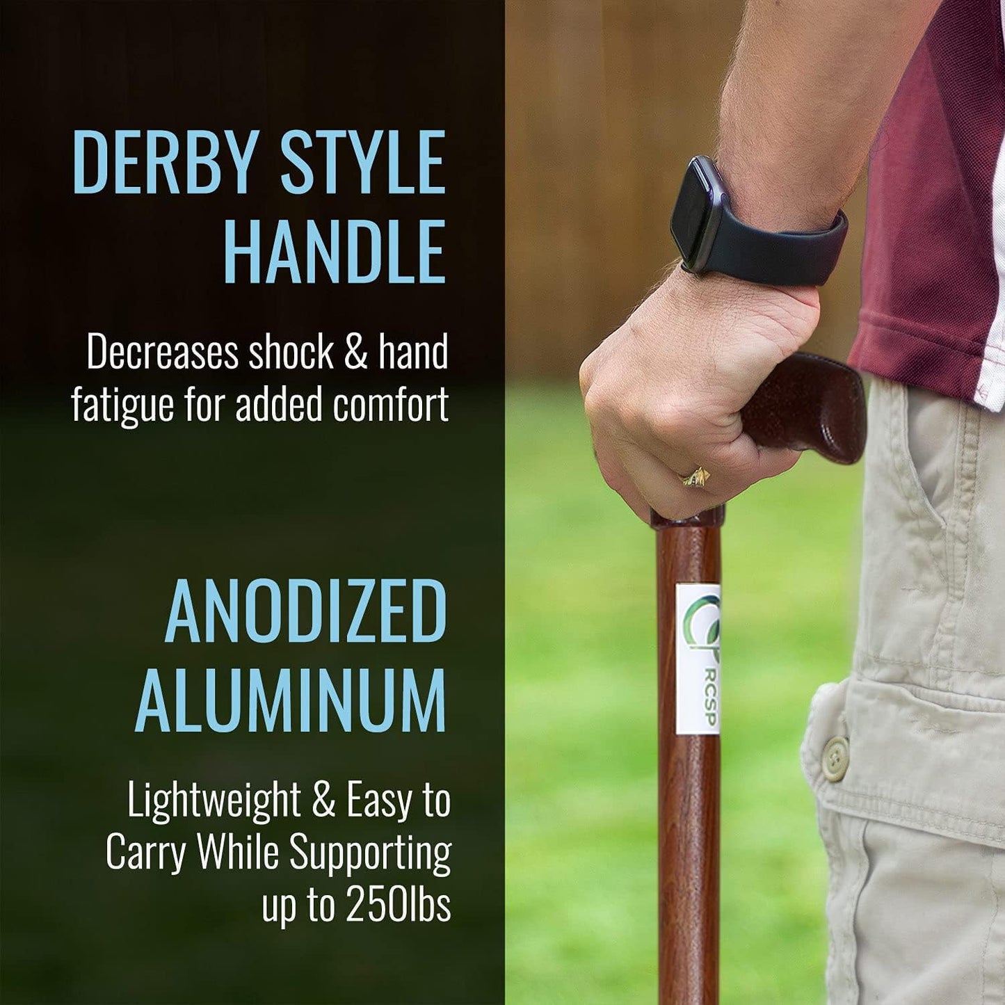 RCSP Walking Stick with Adjustable Hight Level for Old People, Strong Heavyduty Walking Cane with Non Slip Rubber Tip Base Comfortable Hand Grip | Portable Balancing Cane for Men Women