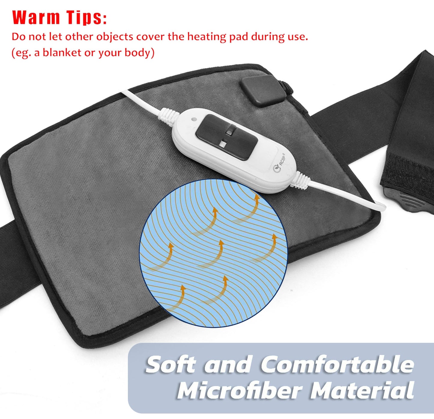 RCSP Orthopaedic Electric Heating Pad for Back Pain Relief, Fast Heating Technology Heating Belt with Temperature Controller for Lower Back, Knee, Shoulder, Cramps, and Neck 30cm X 23cm