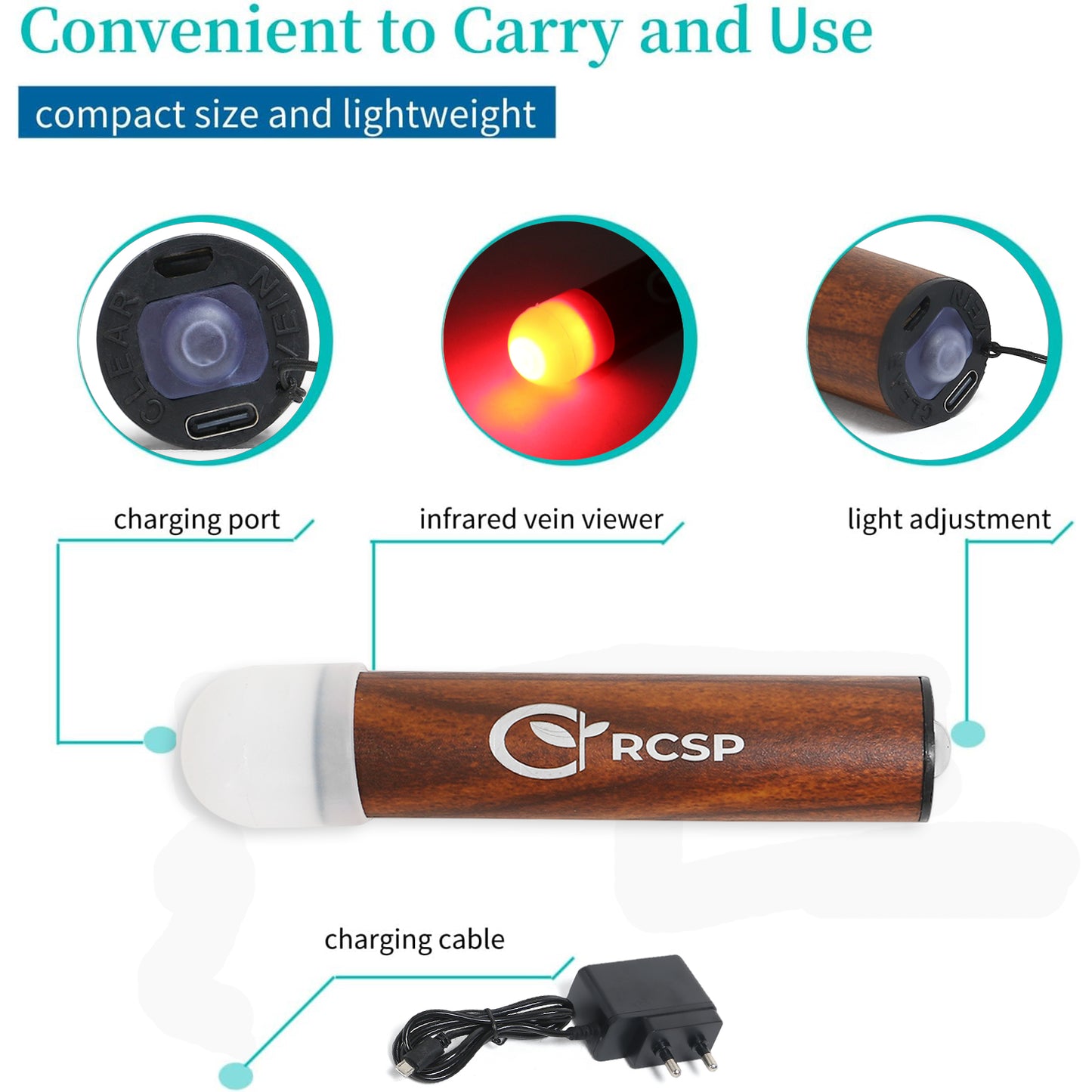 RCSP Vein Finder Device for Doctors Pediatric Portable & Rechargeable Vein Locator Torch  (Brown, 12 cm, Rechargeable)