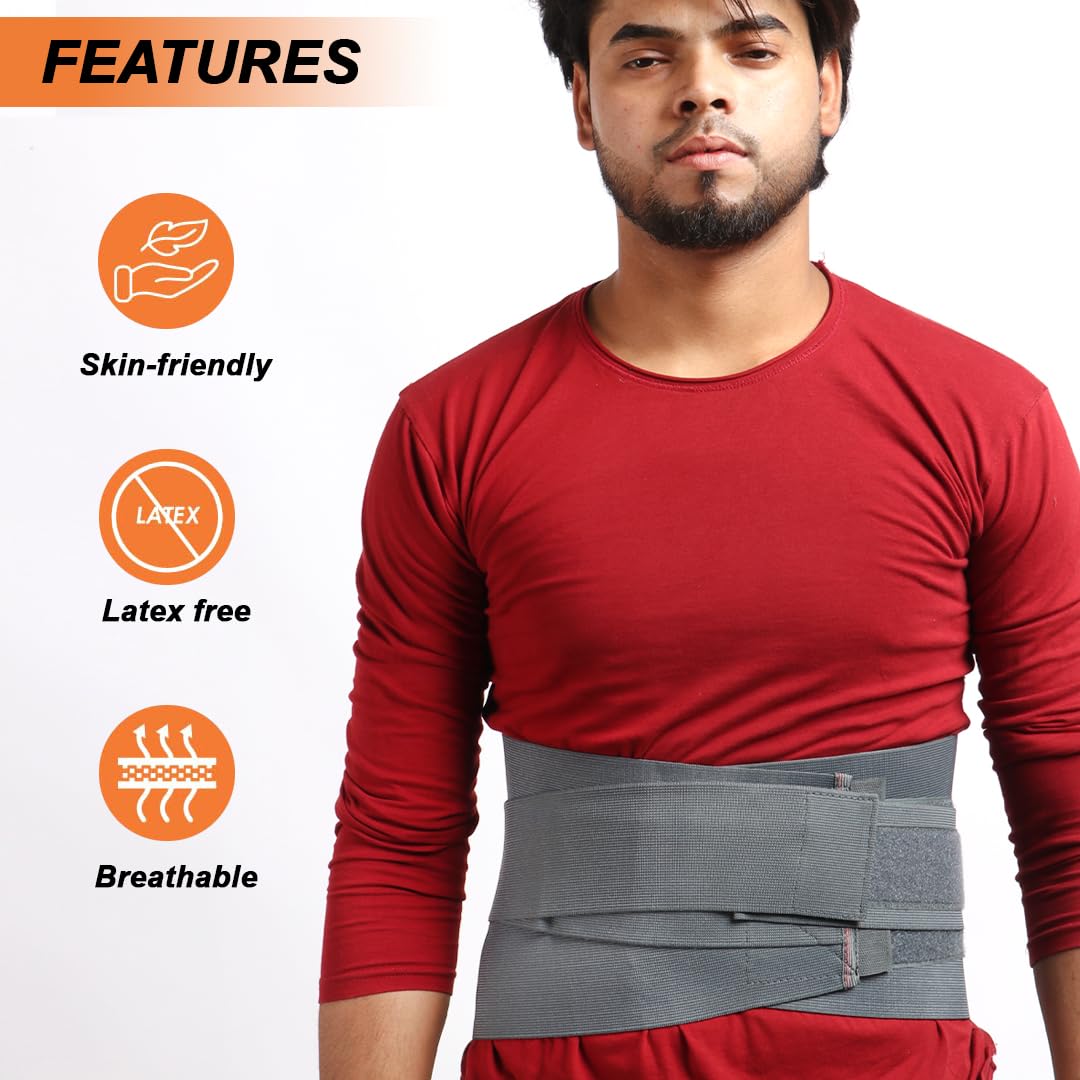 RCSP Contour LS Lower Back Support Belt, Adjustable Lumbar Brace, Grey