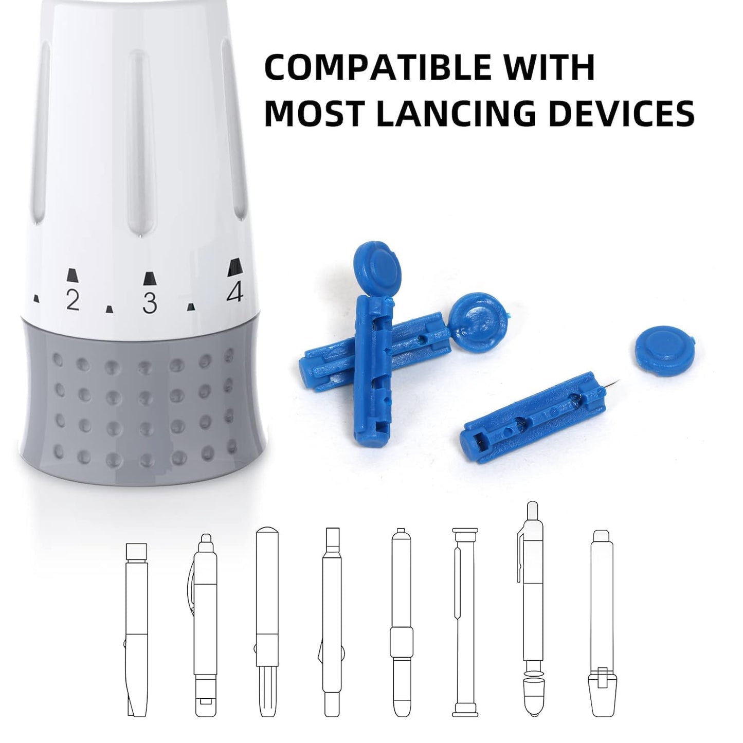 RCSP 100 Pcs Round Blood Lancet Ultra Thin Glucometer lancet for Dr Morepen BG03 Glucometer devices Lancets 100 Pcs