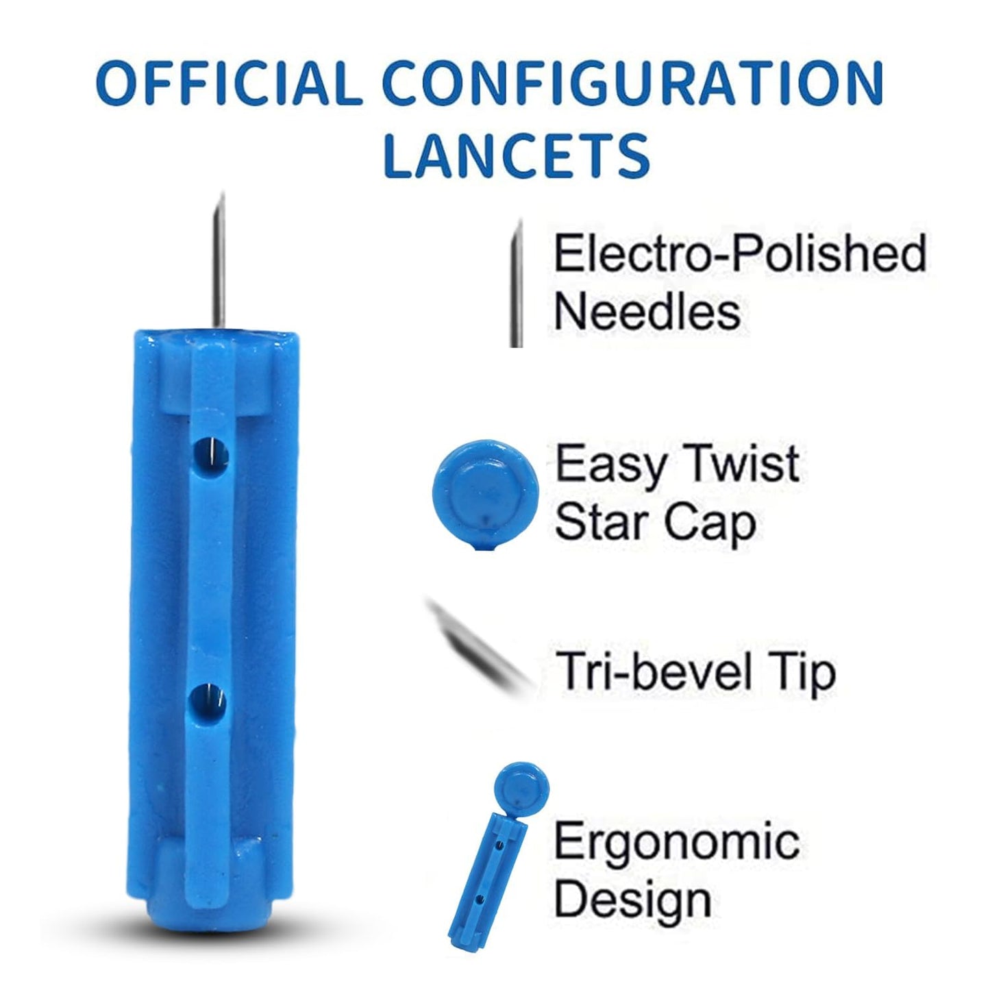 RCSP 100 Pcs Round Blood Lancet Ultra Thin Glucometer lancet for Dr Morepen BG03 Glucometer devices Lancets 100 Pcs