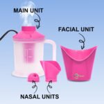 RCSP 3 in 1 Vaporizer Steamer Machine Helpful to Relief in Cough & Cold, Compact Durable Facial Steamer Vaporizer for Natural Glowing Skin, Nozzle Inhaler & Nose vaporizer for Adults & Kids (PINK)