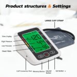 RCSP Blood Pressure Monitor Accurate Automatic Upper/Arm High blood p LCD Screen Powered by Battery with Adjustable Cuff